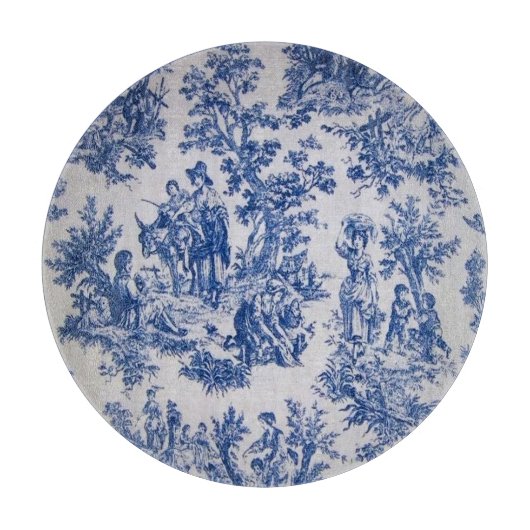 Frans toile de jouy blauw en wit elegant snijplank (Voorkant)