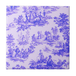 Frans toile de jouy blauw en wit elegant tegeltje