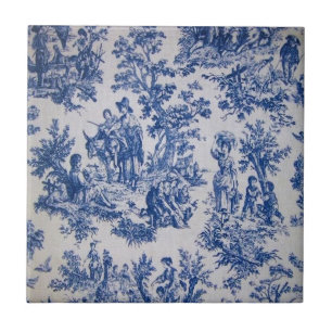 Frans toile de jouy blauw en wit elegant tegeltje