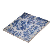 Frans toile de jouy blauw en wit elegant tegeltje (Zijkant)