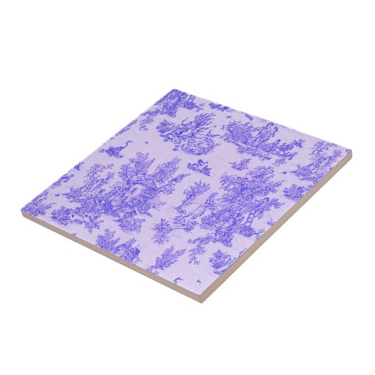 Frans toile de jouy blauw en wit elegant tegeltje (Zijkant)