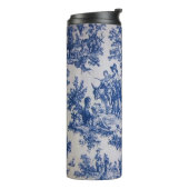 Frans toile de jouy blauw en wit elegant thermosbeker (Gedraaid links)