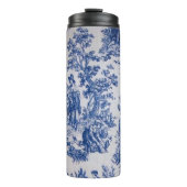 Frans toile de jouy blauw en wit elegant thermosbeker (Voorkant)