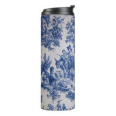 Frans toile de jouy blauw en wit elegant thermosbeker (Gedraaid links)