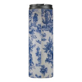 Frans toile de jouy blauw en wit elegant thermosbeker (Achterkant)