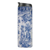 Frans toile de jouy blauw en wit elegant thermosbeker (Geroteerd rechts)