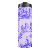 Frans toile de jouy blauw en wit elegant thermosbeker (Voorkant)