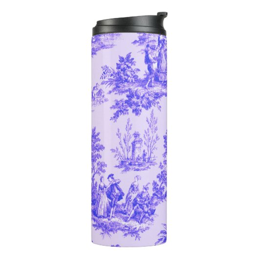 Frans toile de jouy blauw en wit elegant thermosbeker (Gedraaid links)