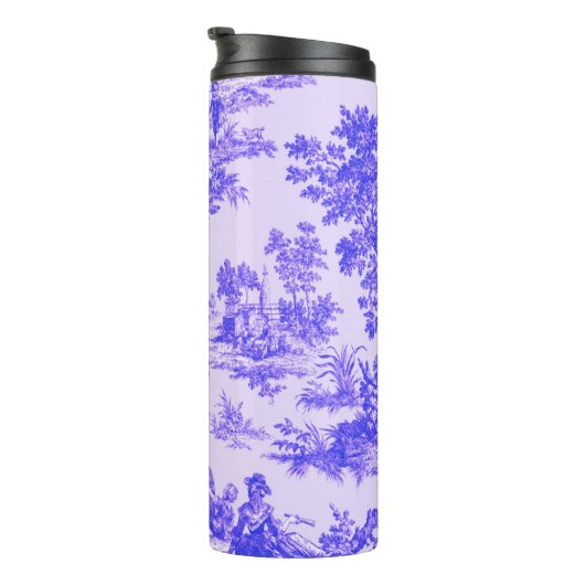 Frans toile de jouy blauw en wit elegant thermosbeker (Geroteerd rechts)