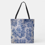 Frans toile de jouy blauw en wit elegant tote bag (Voorkant)