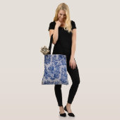 Frans toile de jouy blauw en wit elegant tote bag (Op model)
