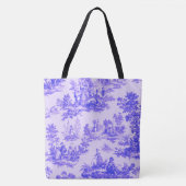 Frans toile de jouy blauw en wit elegant tote bag (Voorkant)