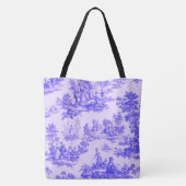 Frans toile de jouy blauw en wit elegant tote bag (Achterkant)
