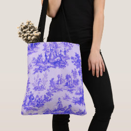 Frans toile de jouy blauw en wit elegant tote bag