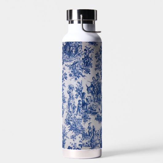 Frans toile de jouy blauw en wit elegant waterfles (Links)