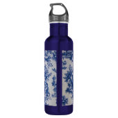 Frans toile de jouy blauw en wit elegant waterfles  (Achterkant)
