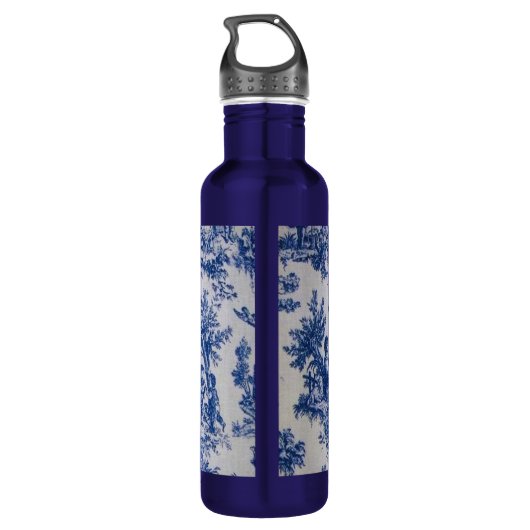Frans toile de jouy blauw en wit elegant waterfles  (Achterkant)