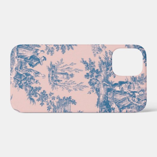 Frans toile de jouy roze en wit elegant Case-Mate iPhone case (Achterkant (horizontaal))