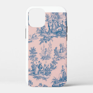 Frans toile de jouy roze en wit elegant iPhone 12 mini hoesje