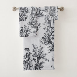 Frans toile de jouy zwart en wit elegant bad handdoek