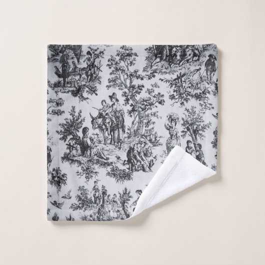 Frans toile de jouy zwart en wit elegant bad handdoek (Wasdoekje)