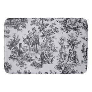 Frans toile de jouy zwart en wit elegant badmat