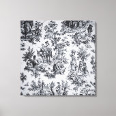 Frans toile de jouy zwart en wit elegant canvas afdruk (Voorkant)