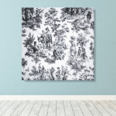 Frans toile de jouy zwart en wit elegant canvas afdruk (Insitu (Houten vloer))