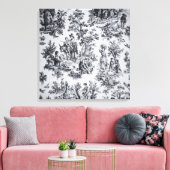 Frans toile de jouy zwart en wit elegant canvas afdruk (Insitu (Woonkamer))