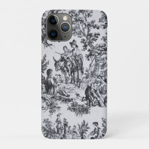 Frans toile de jouy zwart en wit elegant Case-Mate iPhone case