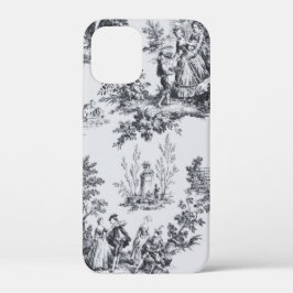 Frans toile de jouy zwart en wit elegant Case-Mate iPhone case