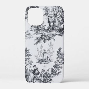 Frans toile de jouy zwart en wit elegant Case-Mate iPhone case