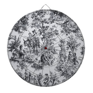 Frans toile de jouy zwart en wit elegant dartbord