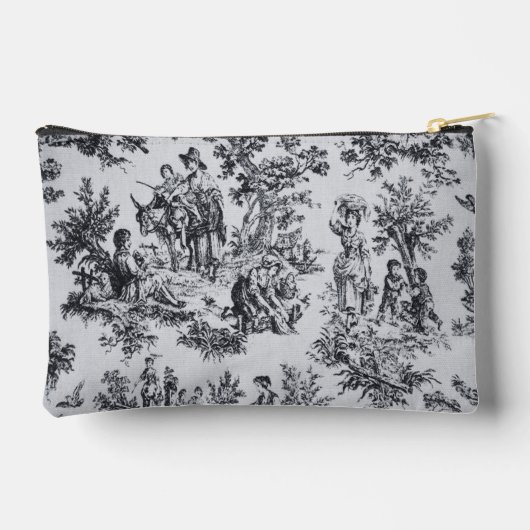 Frans toile de jouy zwart en wit elegant etui (Achterkant)