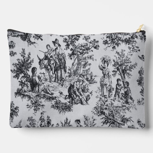 Frans toile de jouy zwart en wit elegant etui (Achterkant)