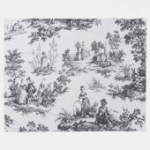 Frans toile de jouy zwart en wit elegant fleece deken (Voorkant (Horizontaal))