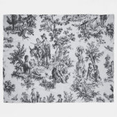 Frans toile de jouy zwart en wit elegant fleece deken (Voorkant (Horizontaal))