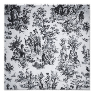 Frans toile de jouy zwart en wit elegant foto afdruk