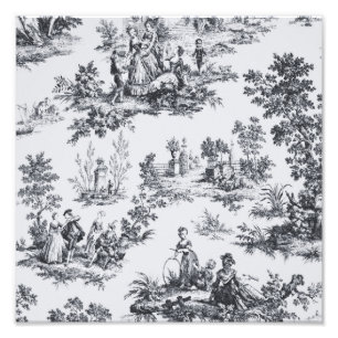Frans toile de jouy zwart en wit elegant foto afdruk