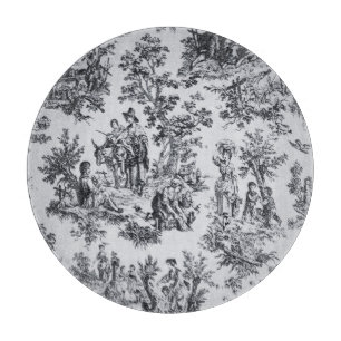 Frans toile de jouy zwart en wit elegant glas snijplank