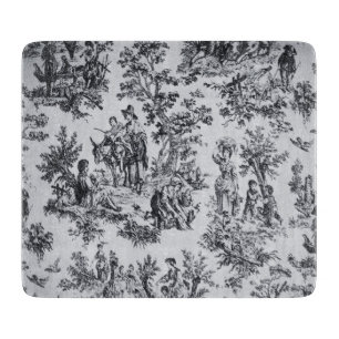 Frans toile de jouy zwart en wit elegant glas snijplank