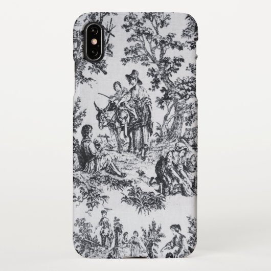 Frans toile de jouy zwart en wit elegant iPhone hoesje (Achterkant)