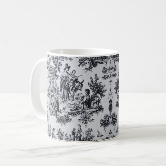 Frans toile de jouy zwart en wit elegant koffiemok (Voorkant links)