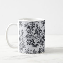 Frans toile de jouy zwart en wit elegant koffiemok