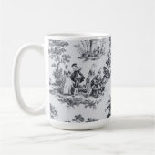 Frans toile de jouy zwart en wit elegant koffiemok (Links)