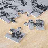 Frans toile de jouy zwart en wit elegant legpuzzel (Zijkant)