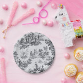 Frans toile de jouy zwart en wit elegant papieren bordje (Feest)