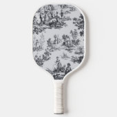 Frans toile de jouy zwart en wit elegant pickleball paddle (Voorkant)