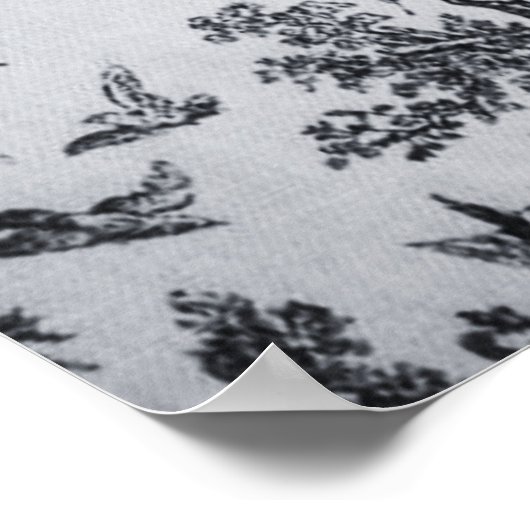 Frans toile de jouy zwart en wit elegant poster (Hoek)