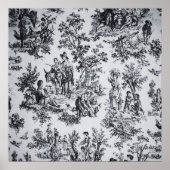 Frans toile de jouy zwart en wit elegant poster (Voorkant)